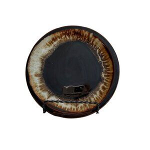 Pfaltzgraff Village Glazed Stoneware Sandwich Plate Brown Drip Rustic Boho